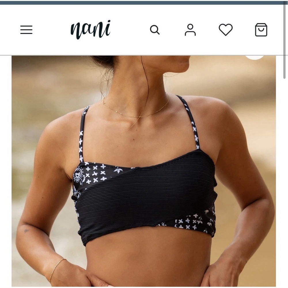 $60 NEW NANI Swimwear Medium Textured Avalon Crossover Bralette